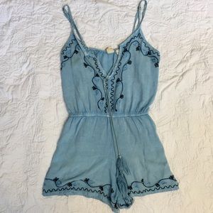 V-Collar, Stitched Detail Romper
